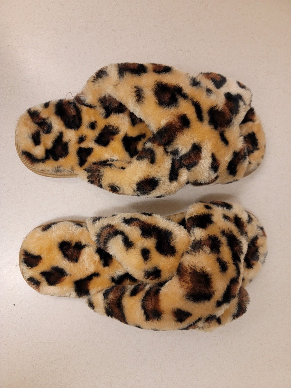 Faux Fur Leopard Print Slide Slippers